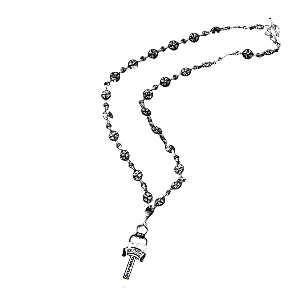 Chrome Hearts Cross Dagger Rosary Necklace